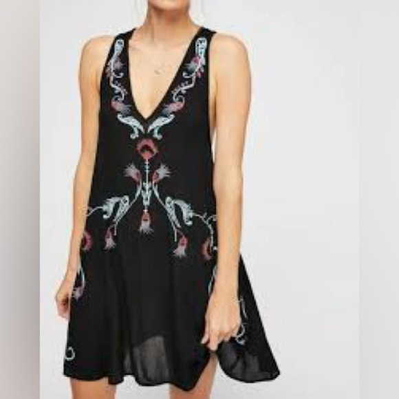 Intimately Free People Adelaide Embroidered Mini Dress Size XS - Picture 2 of 7